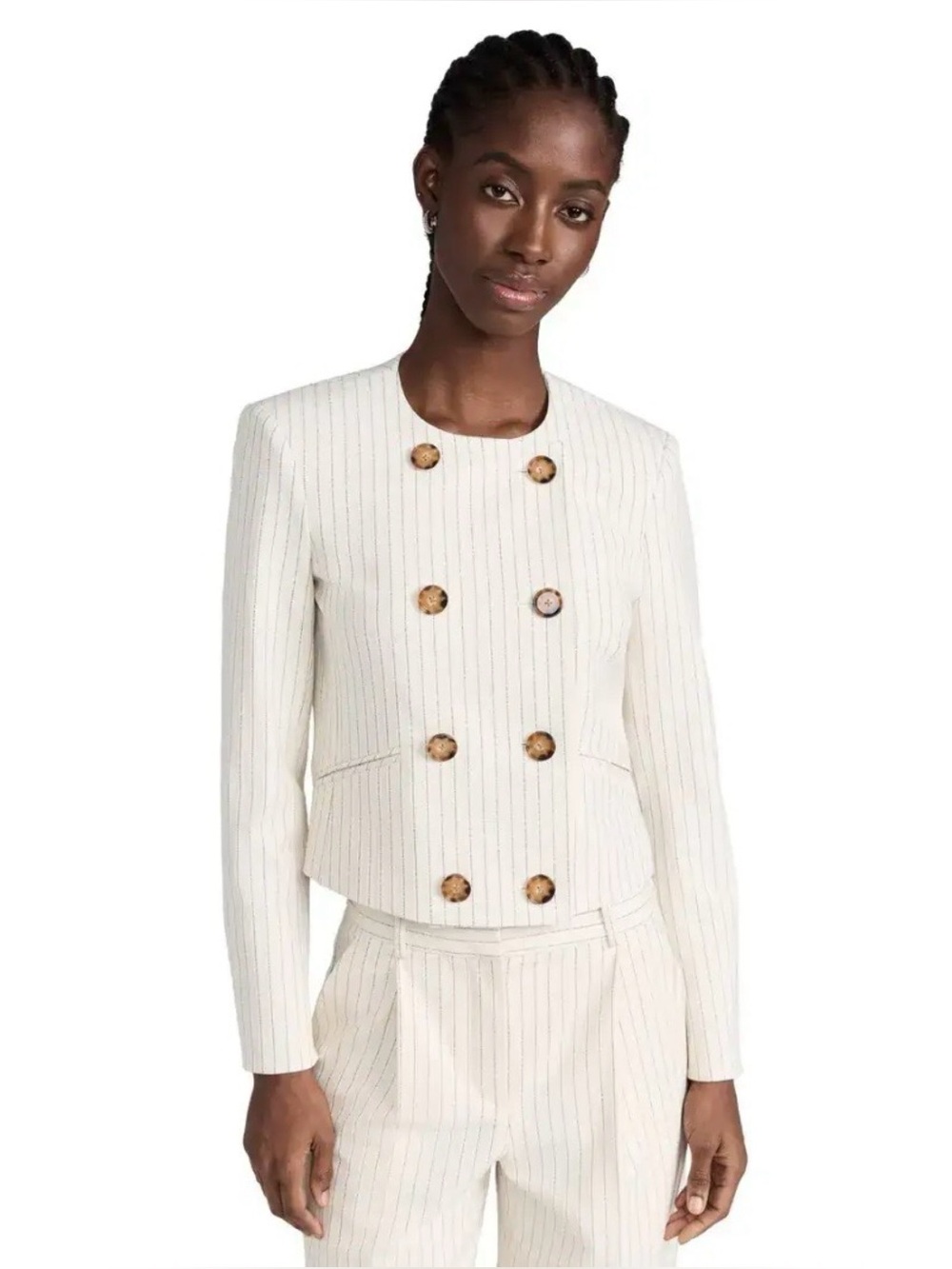 Veronica Beard Winslow Pinstripe Double Breasted Cropped Evening Jacket 6